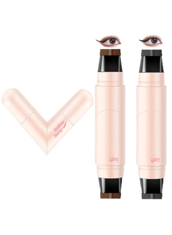 KTouler 2 Pack Wing Eyeliner StampLiquid Eyeliner Stencil SetWaterpoof Natural Cat Eye Eyeliner StampLongLastingSmudgeproof Foldable Eye Stencil Makeup ToolBlackBrown - Image 1