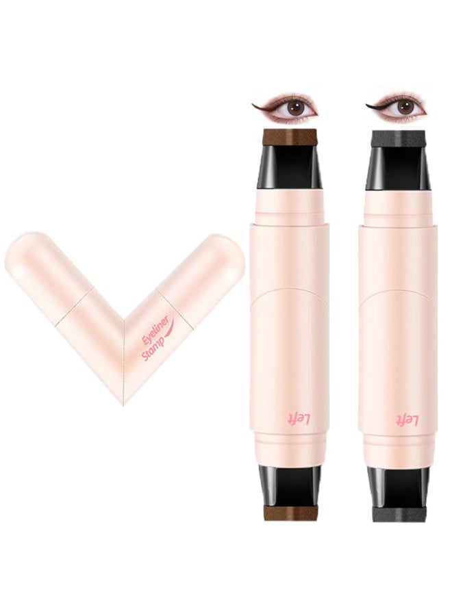 KTouler 2 Pack Wing Eyeliner StampLiquid Eyeliner Stencil SetWaterpoof Natural Cat Eye Eyeliner StampLongLastingSmudgeproof Foldable Eye Stencil Makeup ToolBlackBrown - Image 2