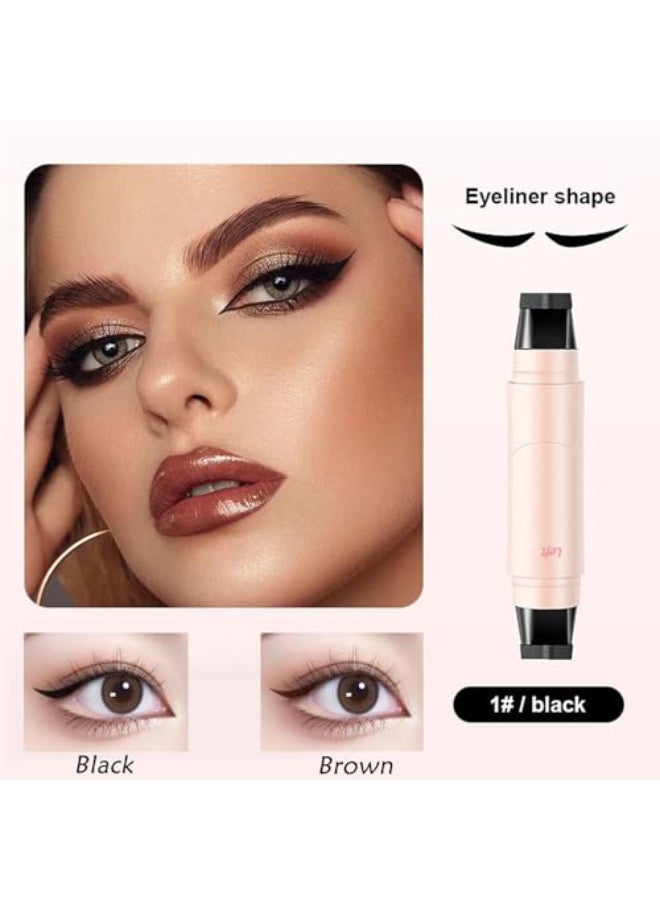 KTouler 2 Pack Wing Eyeliner StampLiquid Eyeliner Stencil SetWaterpoof Natural Cat Eye Eyeliner StampLongLastingSmudgeproof Foldable Eye Stencil Makeup ToolBlackBrown - Image 3