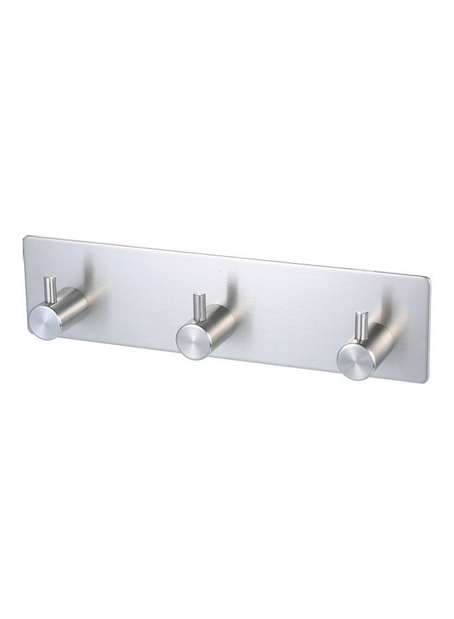 NIBEMINENT Robe Towel Wall Hanger Coat Hooks Rack Silver 19 x 4cm  - Image 1