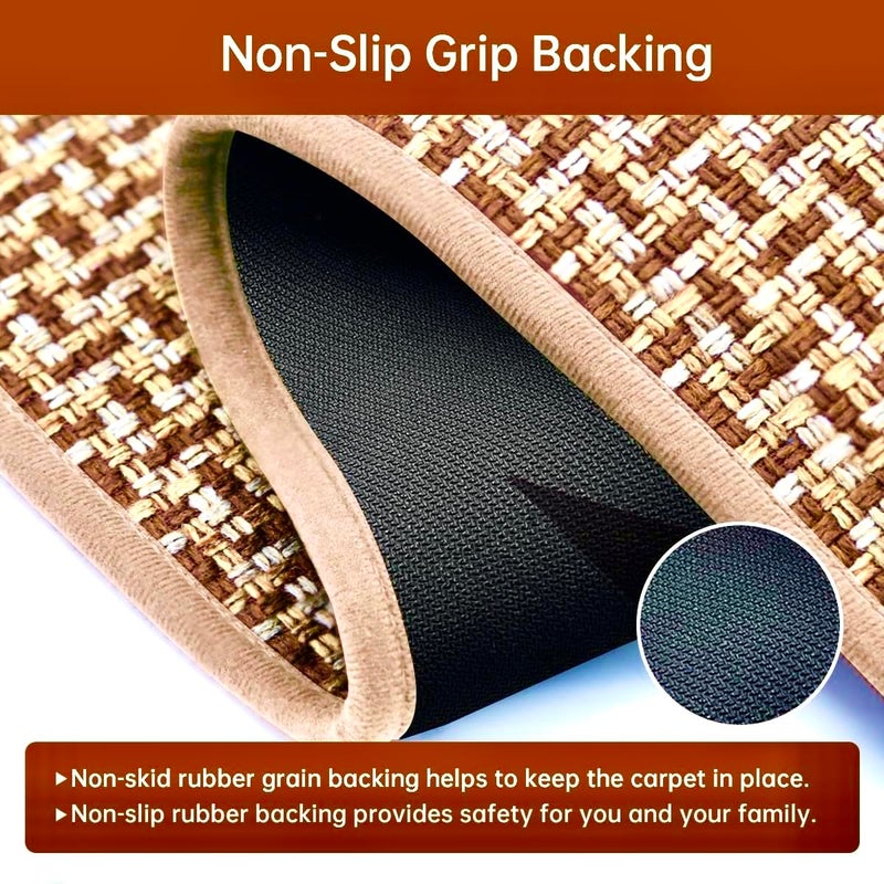 eqivei Kitchen Rugs and Mats Non Skid Washable Set of 2 PCS, Absorbent Runner Rugs for Kitchen, Farmhouse Weave Floor Mats in Front of Sink, 17.3"x 47"+17.3"x 29" (Brown) - Image 5