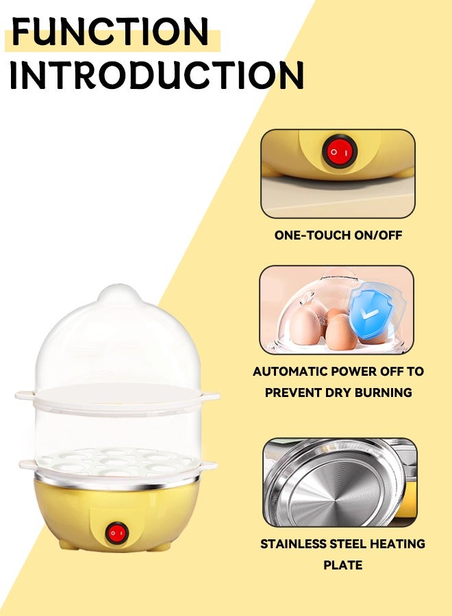 Double Layer Egg Cooker Steamer with 14-Egg Capacity, Auto Shut Off, Dry Burn Protection, One-Touch Operation, PP Material & Stainless Steel Heating Plate for Home Kitchen Use - Image 3