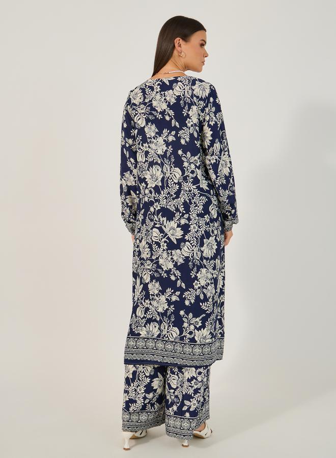 Styli Floral Print Relaxed Kimono & Pant Set - Image 4