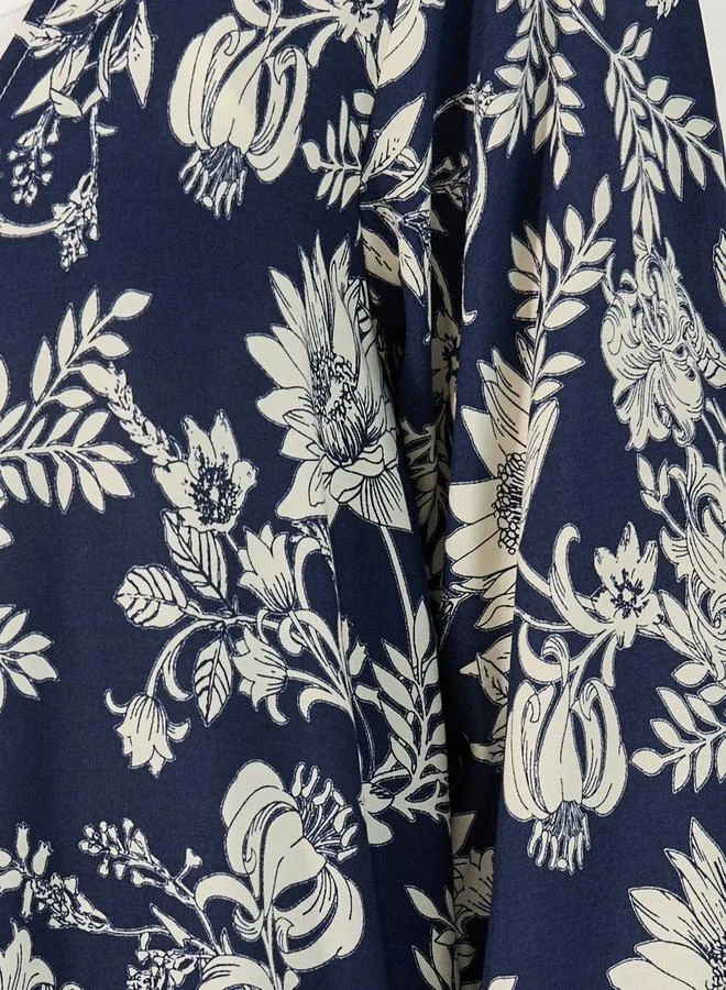 Styli Floral Print Relaxed Kimono & Pant Set