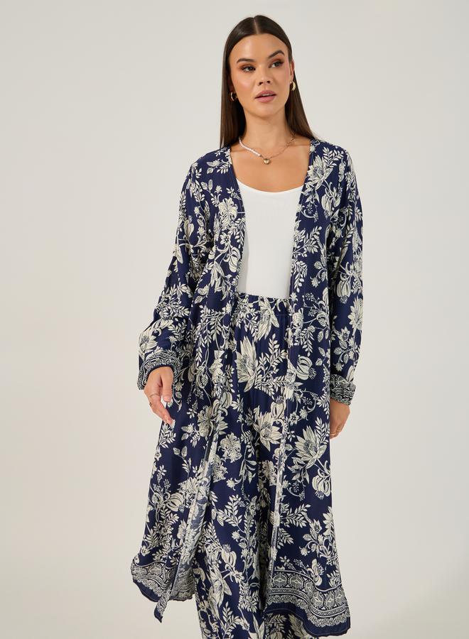 Styli Floral Print Relaxed Kimono & Pant Set - Image 2