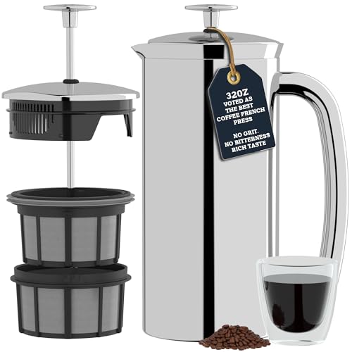 ESPRO P7 French Press Coffee Maker - Double-Walled Stainless Steel Insulated with Micro-Filter, 32 Ounces, Polished Stainless Steel - Image 1