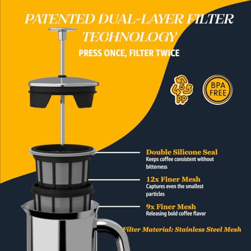 ESPRO P7 French Press Coffee Maker - Double-Walled Stainless Steel Insulated with Micro-Filter, 32 Ounces, Polished Stainless Steel - Image 5