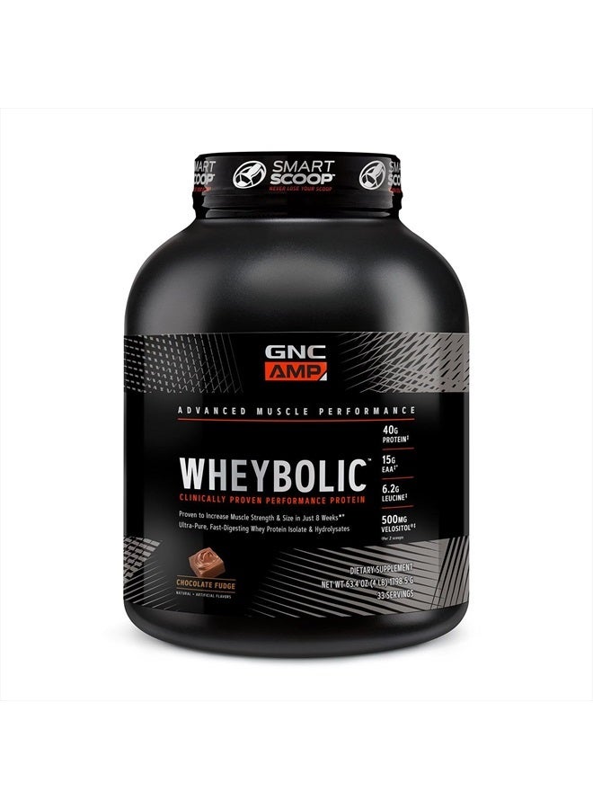 GNC AMP Wheybolic Protein Powder | Targeted Muscle Building and Workout Support Formula | Pure Whey Protein Powder Isolate with BCAA | Gluten Free | Chocolate Fudge | 33 Servings  - Image 1