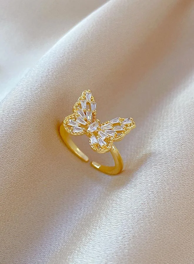 Take Two  Gold Tone Embellished Butterfly Ring for Women | Best Price UAE
