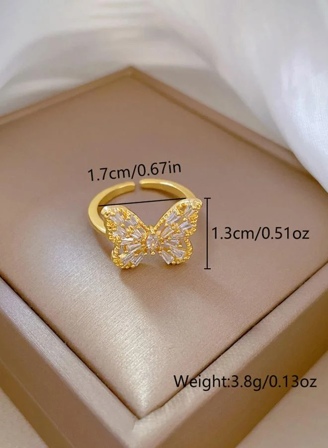Take Two  Gold Tone Embellished Butterfly Ring for Women | Best Price UAE