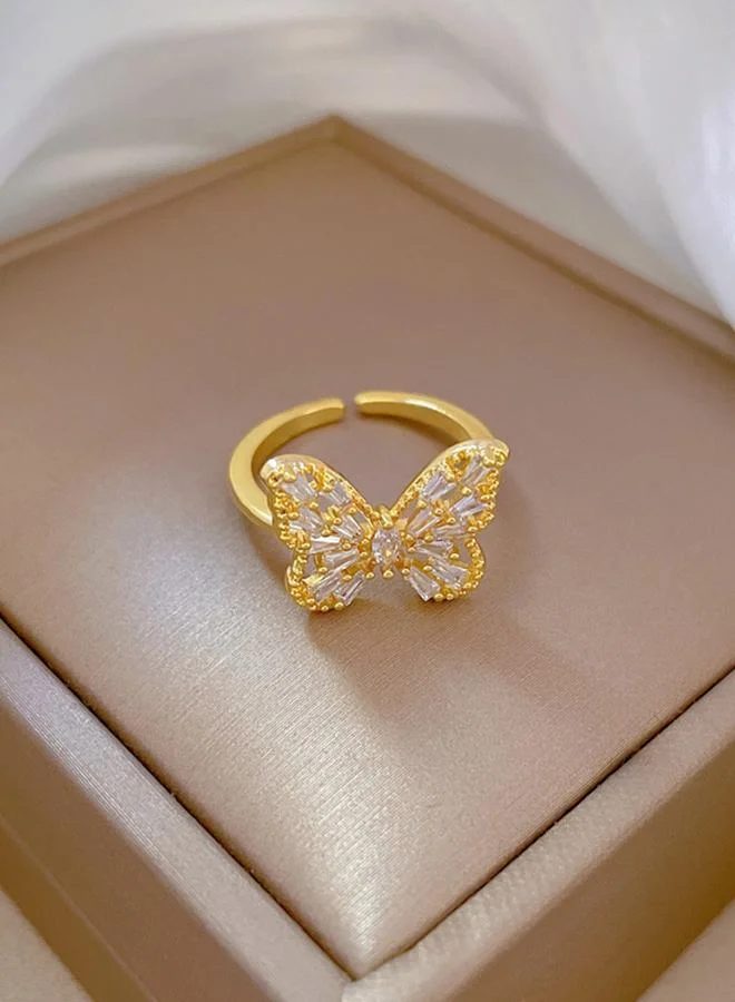 Take Two  Gold Tone Embellished Butterfly Ring for Women | Best Price UAE
