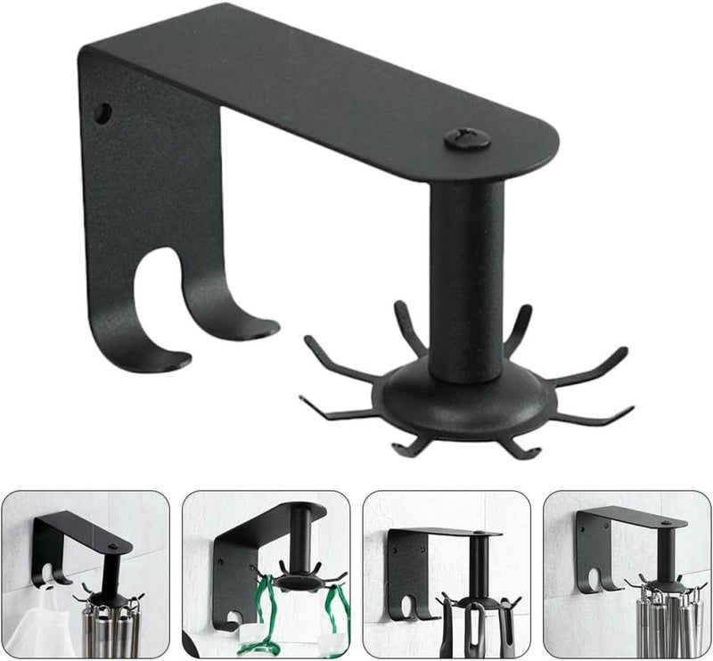iplusmile Stainless Steel Kitchen Hanging Hook Set, Black Rotatable Wall-Mounted Spoon and Brush Holder, Dismountable Multi-Functional Utensil Storage Rack for Kitchen Organization - Image 5