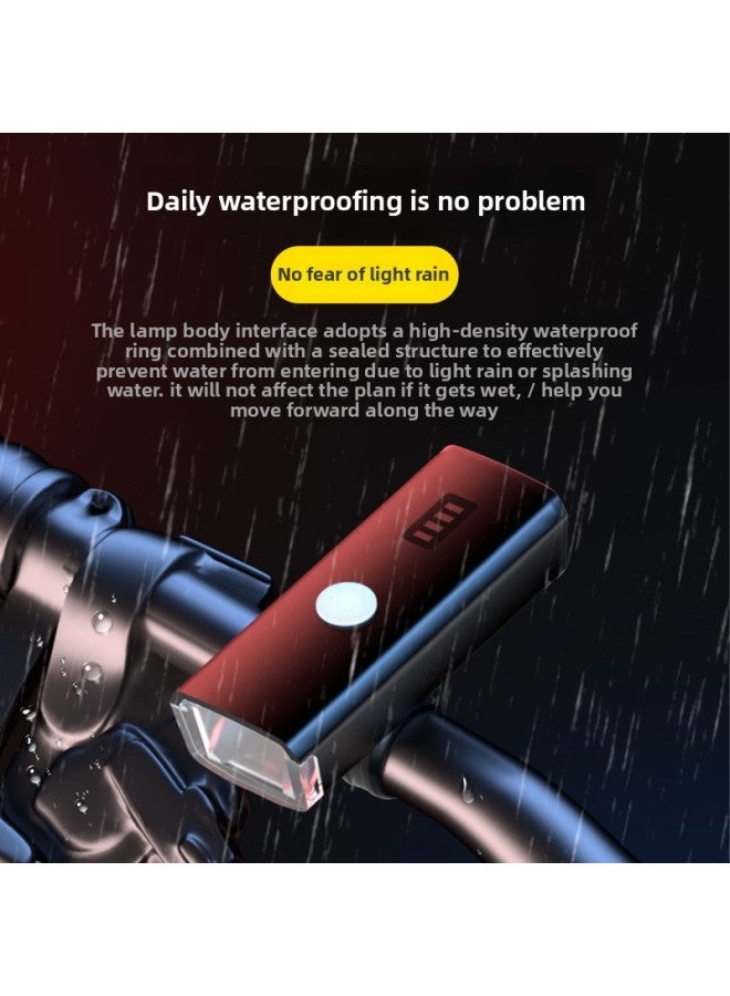 Loquat Skyfire Bicycle Lamp Headlight Night Riding Flashlight Strong Light Charging Rainproof Highway Bicycle Mountain Bike Riding Equipment-Color:SF-QX-1163 Black Single Spot Bicycle Headlight Set - Image 4