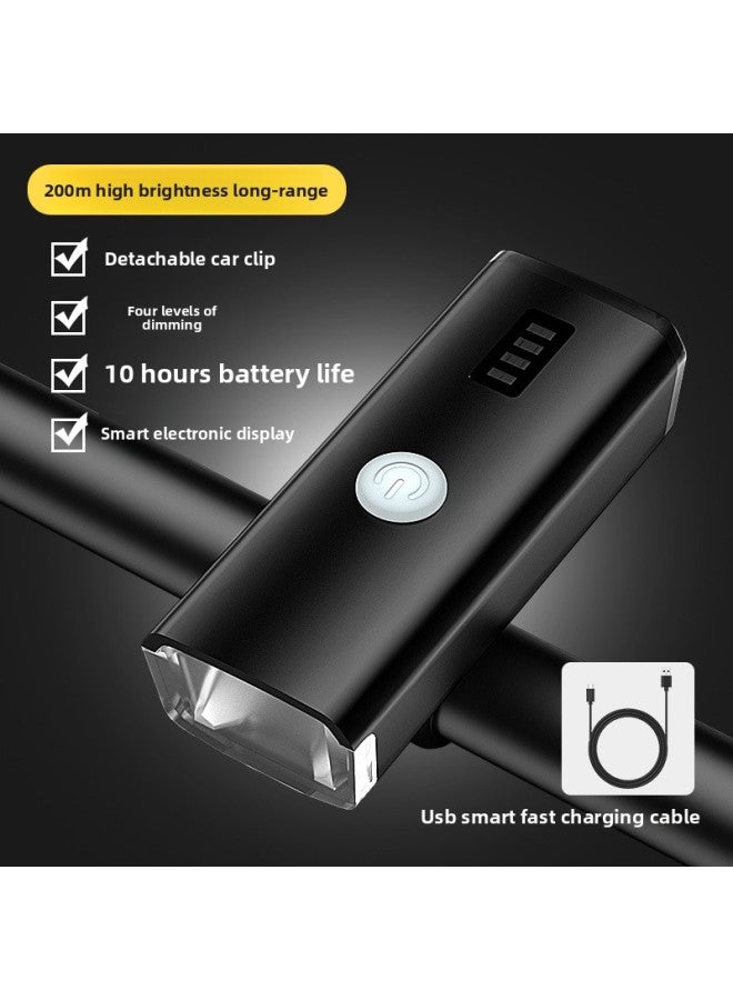 Loquat Skyfire Bicycle Lamp Headlight Night Riding Flashlight Strong Light Charging Rainproof Highway Bicycle Mountain Bike Riding Equipment-Color:SF-QX-1163 Black Single Spot Bicycle Headlight Set - Image 1