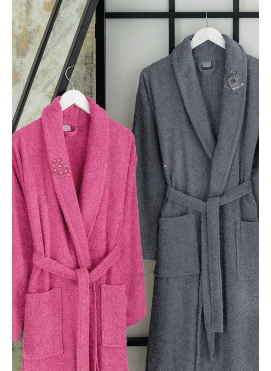 Casnack Gray Fuchsia Towel Bathrobe Set of 4  - Image 2