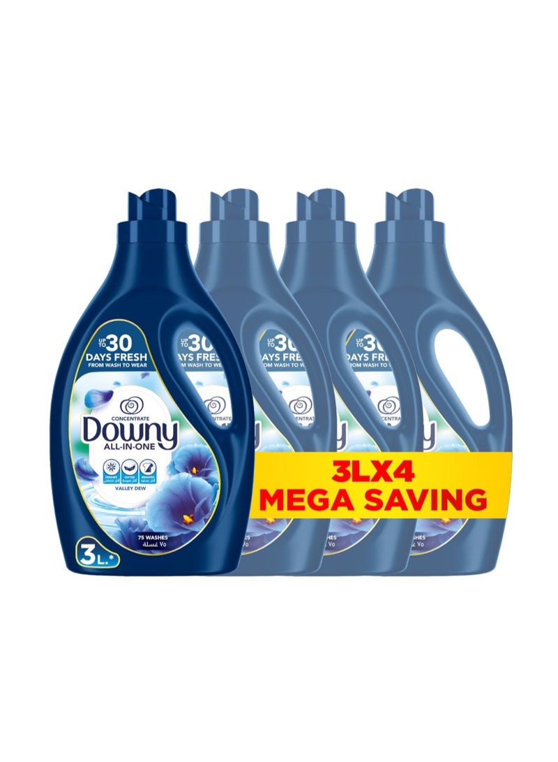 Downy Concentrate Fabric Softener Valley Dew, 3L, Pack of 4 - Image 1