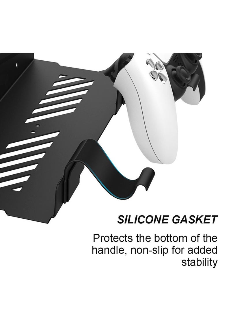 FlashHawk PS5 Wall Mount, PS5 Bracket Kit, with 2 Detachable Controller Holders, Heavy-Duty Aluminum Alloy Mounting, Bracket for Playstation 5 Disc and Digital Edition, Space-Saving Design, Black - Image 4