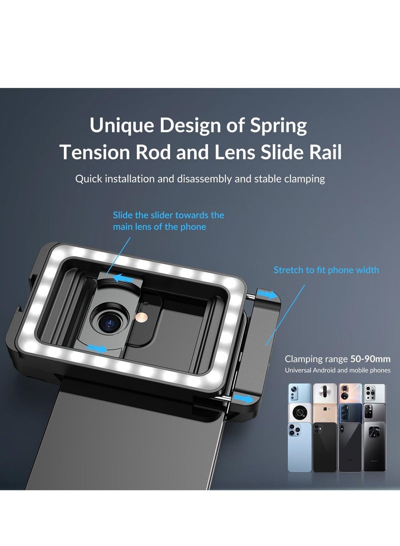 KASTWAVE Thread Lens Adapter 17mm+37mm with LED Fill Light, One-Piece Lens Phone Adapter for Android/iPhone, Professional Macro Photography Lens Attachments for Macro/Wide Angle/Flow/Radial/Star Filter/ - Image 2