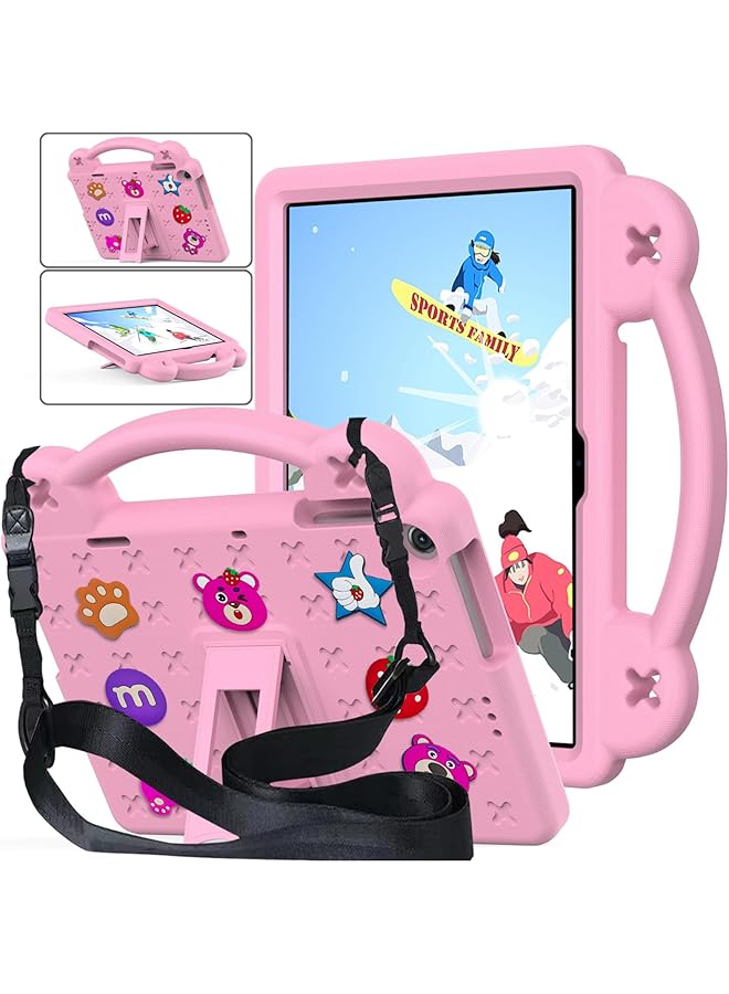 erorex Kids Case Compatible With Honor Pad X8 10.1" 2022 Pad X8 Lite Huawei Matepad Se 10.1" 2022 Matepad T10S T10 Enjoy Tablet 2 10.1" Handle Stand Shoulder Strap Pink B - Image 1