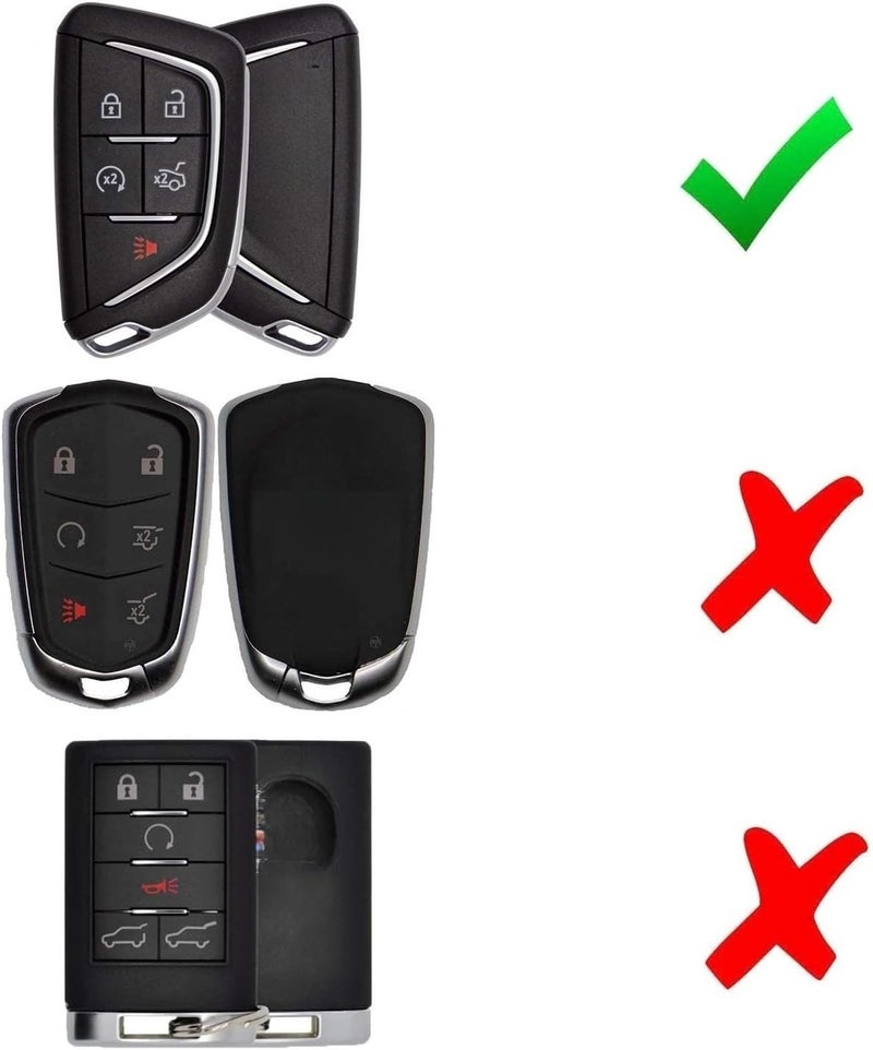 iJDMTOY Gloss Black Carbon Fiber Pattern Exact Fit Key Fob Shell Cover w/ Chrome Edging Trim Compatible with 2020-up Cadillac CT5 CT6 XTS XT4 XT5 ATS, etc - Image 2