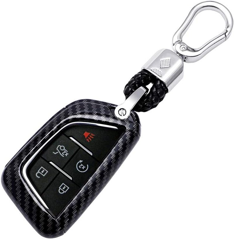 iJDMTOY Gloss Black Carbon Fiber Pattern Exact Fit Key Fob Shell Cover w/ Chrome Edging Trim Compatible with 2020-up Cadillac CT5 CT6 XTS XT4 XT5 ATS, etc - Image 5