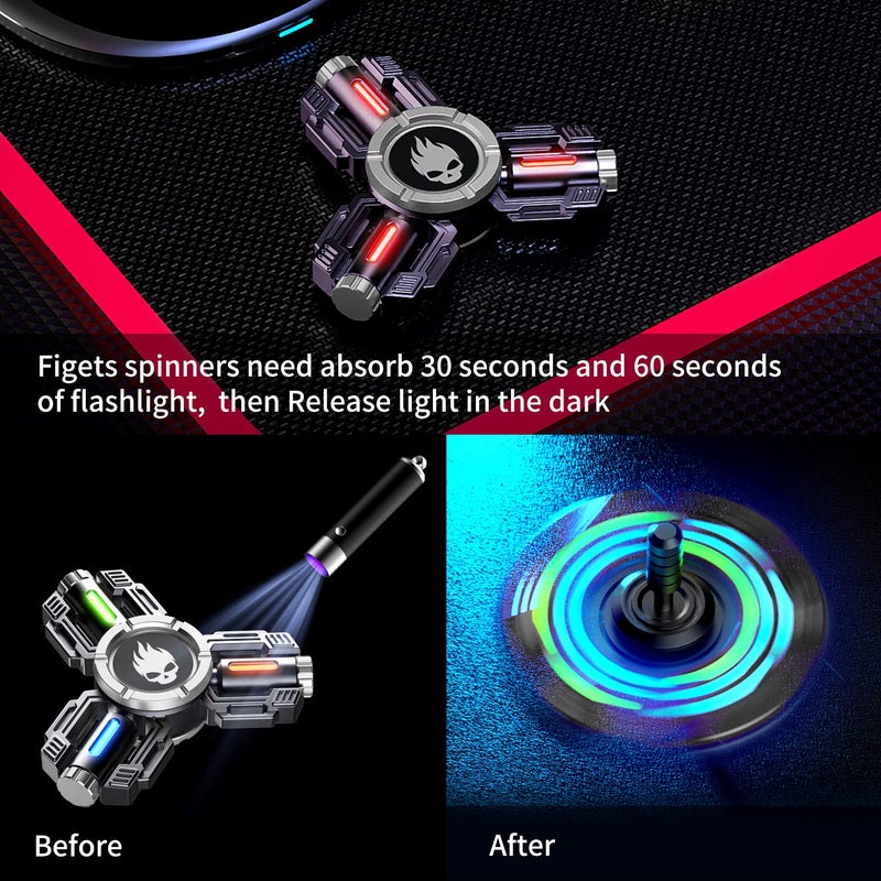 INNÃ”PLUS INNOPLUS Fidget Spinners, Fidget Spinner Gifts for Adults, Finger Hand Spinner, Metal Fidget Spinner, Fidget Toys, Fidgets for Teens, Stress Anxiety ADHD Relief Figets Toy, Luminous Night Effects - Image 3