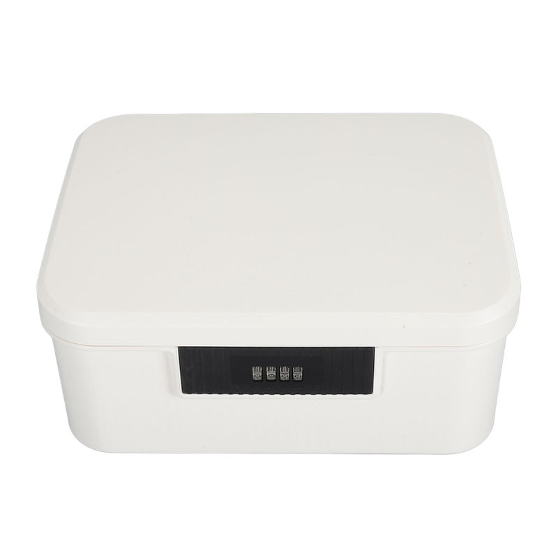 9L Capacity Lockable Storage Trunk for Files Document Organizer Double Layer Password Storage Locking Box White - Image 2