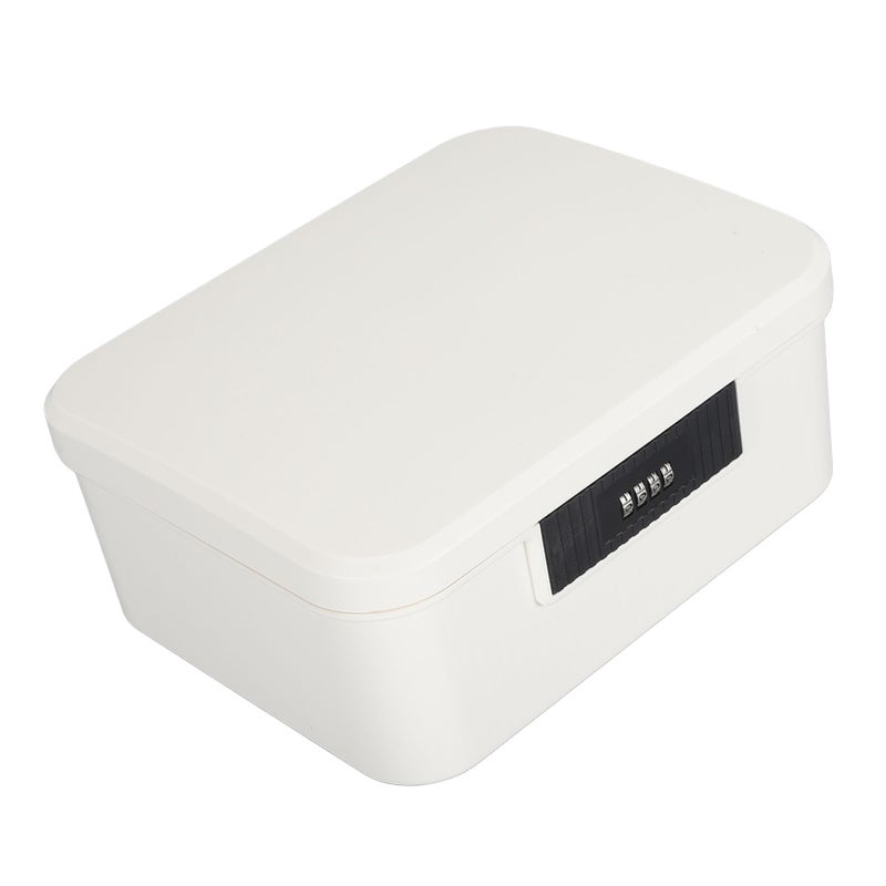 9L Capacity Lockable Storage Trunk for Files Document Organizer Double Layer Password Storage Locking Box White - Image 3