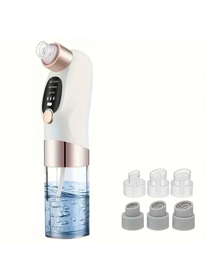 أداة إزالة الرؤوس السوداء قابلة لإعادة الشحن عبر منفذ USB أبيض اللون مع 5 رؤوات تنظيف مسام الوجه - Image 1