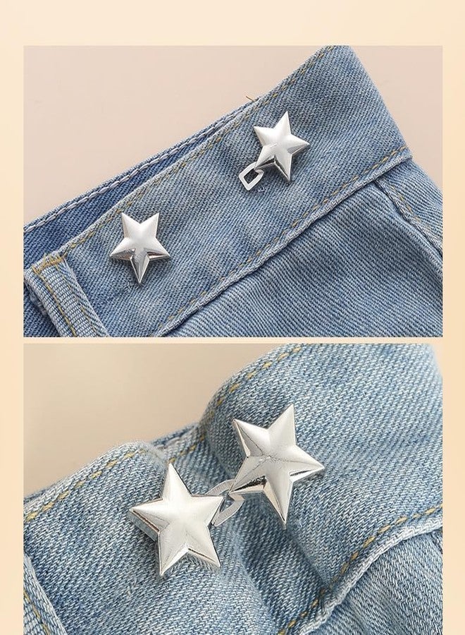 Cuzenal® Adjustable Jean Button, Pant Waist Tightener Pins, Detachable Decorative Waist Buckle, Waist Adjustment Button Extender, Instant Clips for Loose Jeans Skirts (Pack of 2) (Small Star 1) - Image 3