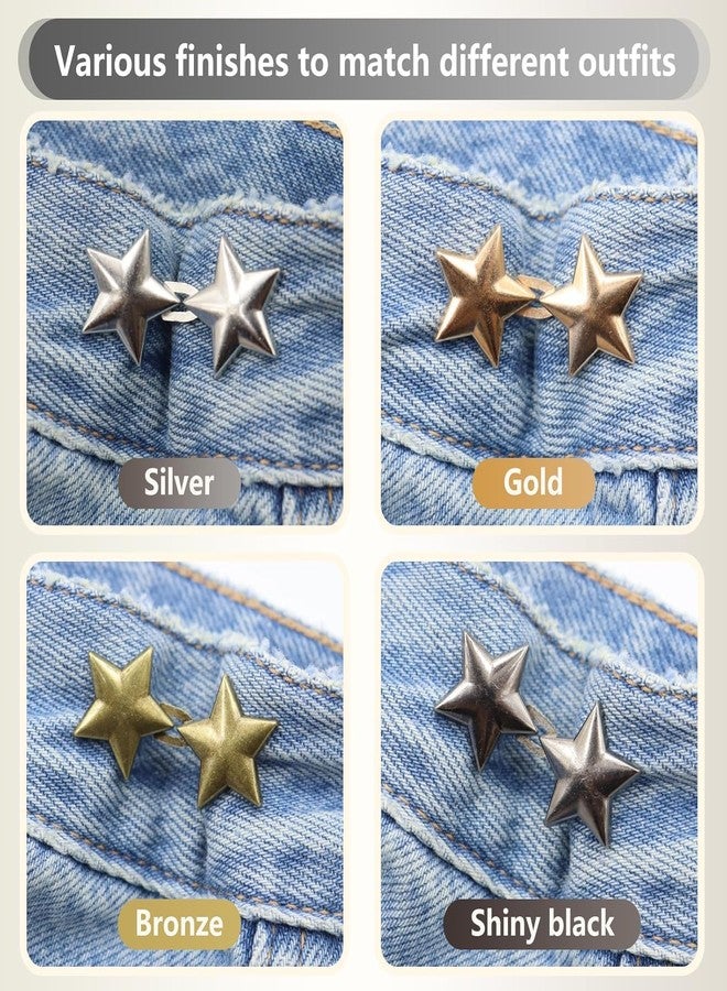 Cuzenal® Adjustable Jean Button, Pant Waist Tightener Pins, Detachable Decorative Waist Buckle, Waist Adjustment Button Extender, Instant Clips for Loose Jeans Skirts (Pack of 2) (Small Star 1) - Image 5