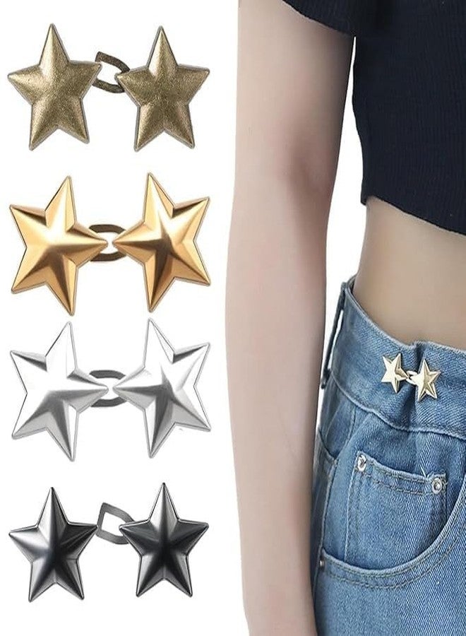 Cuzenal® Adjustable Jean Button, Pant Waist Tightener Pins, Detachable Decorative Waist Buckle, Waist Adjustment Button Extender, Instant Clips for Loose Jeans Skirts (Pack of 2) (Small Star 1) - Image 1