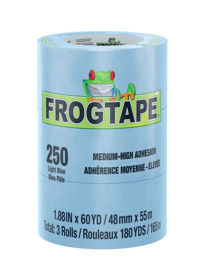 FrogTape 250 Light Blue Moderate Temperature Performance Grade Masking Tape, Medium-High Adhesion, 48mm x 55m, 3 Rolls per Pack - Image 1