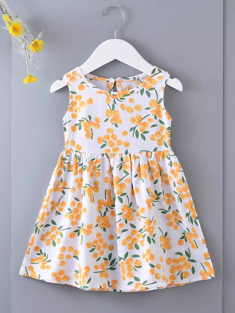 Children'S Dress Summer Girl'S Floral Princess Dress Beach Dress 2025 Cotton Silk Sling Vacant Dress - Image 3