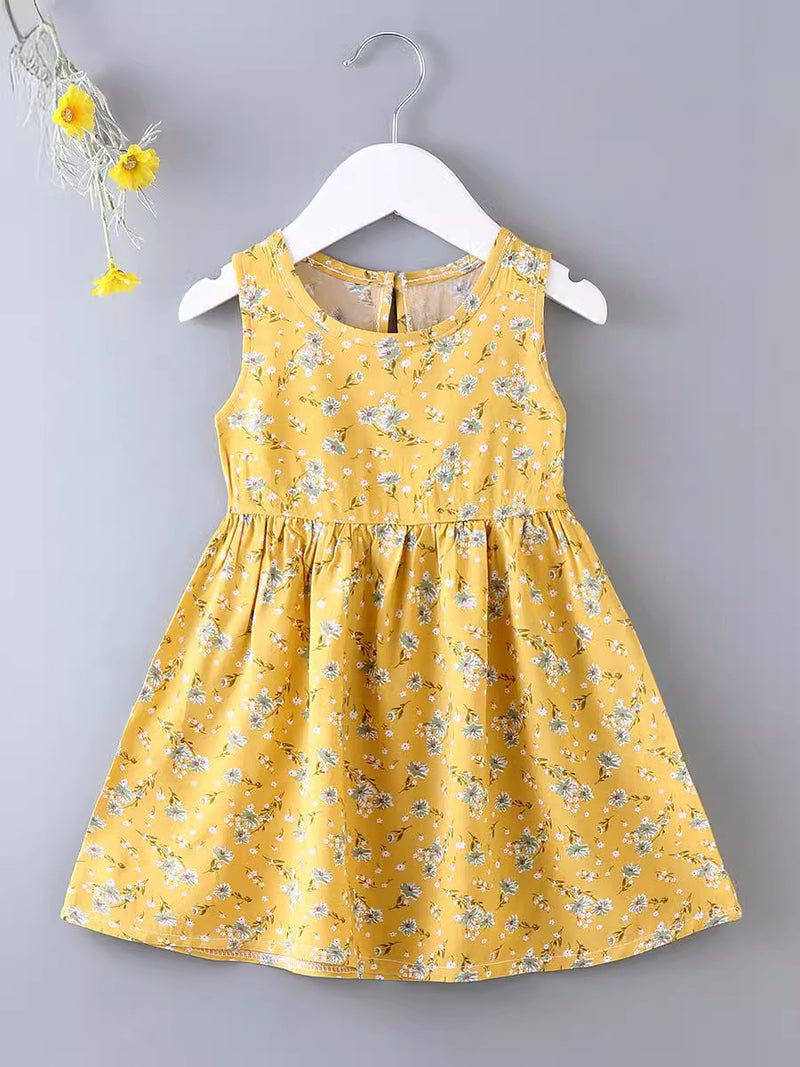 Children'S Dress Summer Girl'S Floral Princess Dress Beach Dress 2025 Cotton Silk Sling Vacant Dress - Image 5