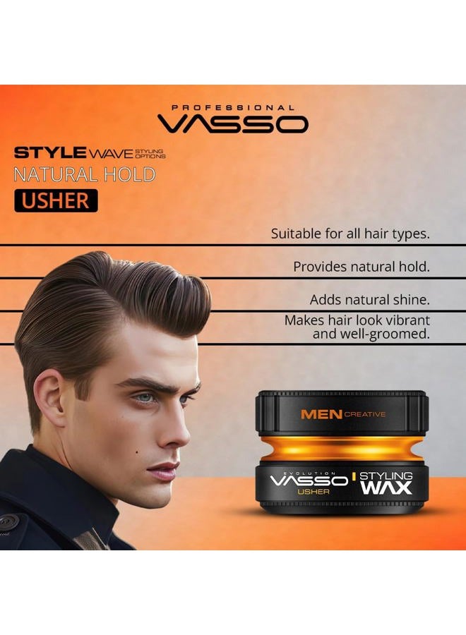 Vasso Pro-Aqua Usher Hair Styling Water Based Gel Wax, Orange, 150 ml - Image 3