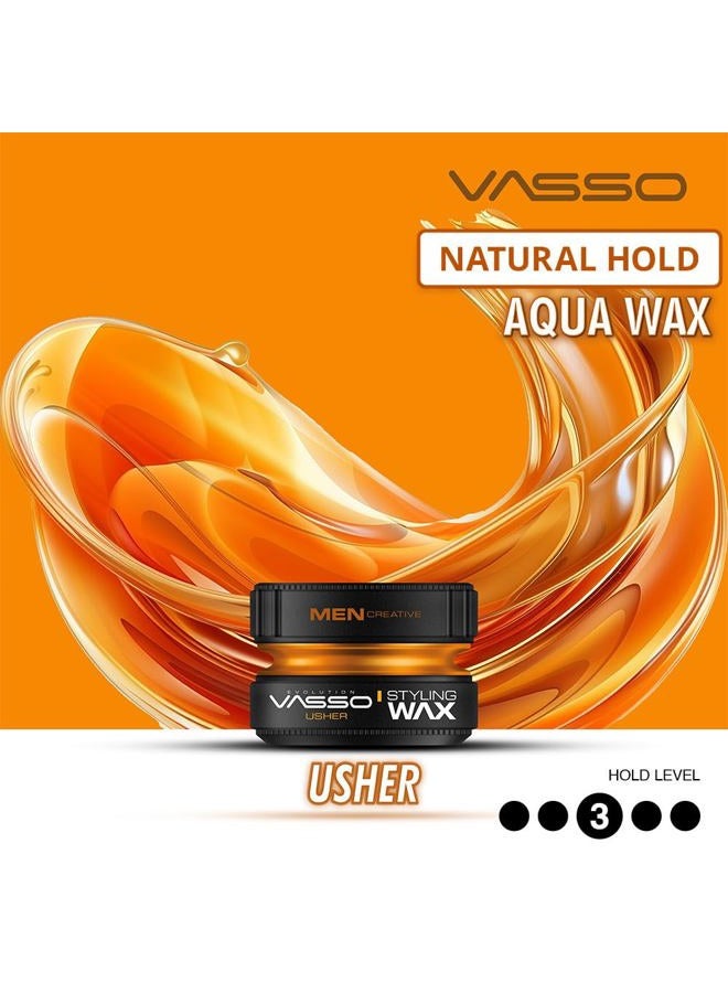 Vasso Pro-Aqua Usher Hair Styling Water Based Gel Wax, Orange, 150 ml - Image 2