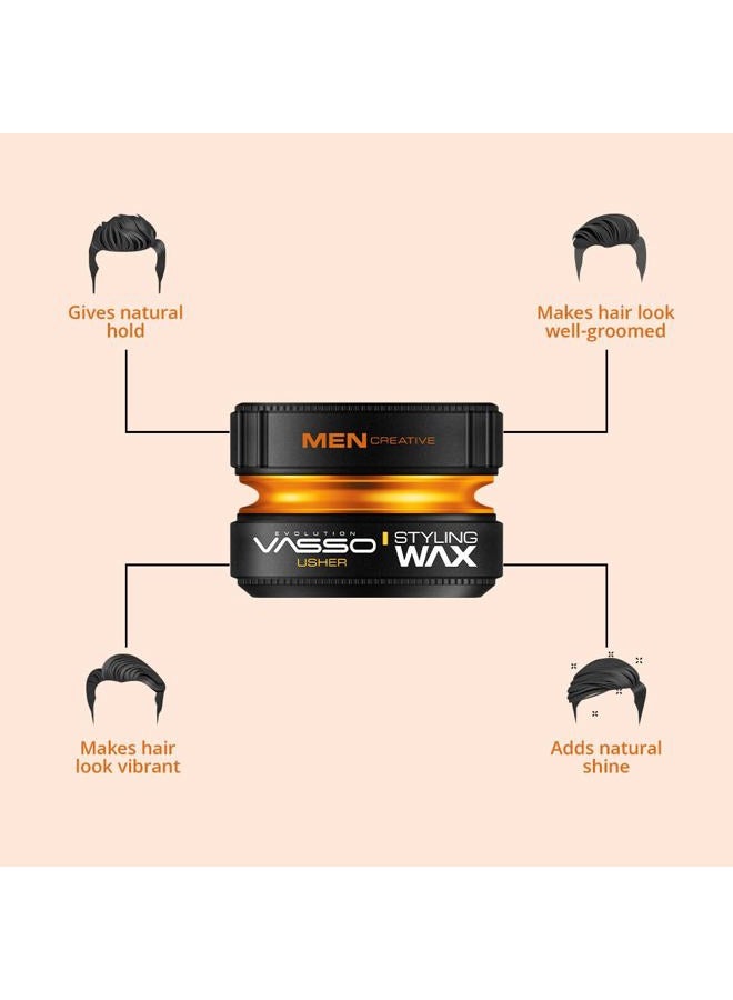Vasso Pro-Aqua Usher Hair Styling Water Based Gel Wax, Orange, 150 ml - Image 4