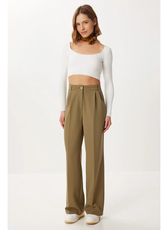 Lovely Istanbul Pleated Woven Palazzo Pants LDW0010 OLIVE GREEN