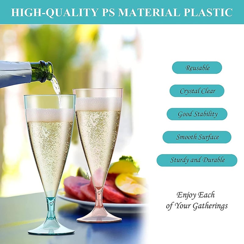 XIBO Plastic Wine Glass Set of 5 Portable Wine Glasses Camping Champagne Glasses Plastic Reusable Wine Glasses with Storage Bottle and Drip Tray Stackable and Removable Random Color - Image 5