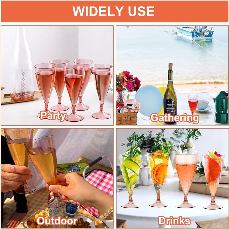XIBO Plastic Wine Glass Set of 5 Portable Wine Glasses Camping Champagne Glasses Plastic Reusable Wine Glasses with Storage Bottle and Drip Tray Stackable and Removable Random Color - Image 4