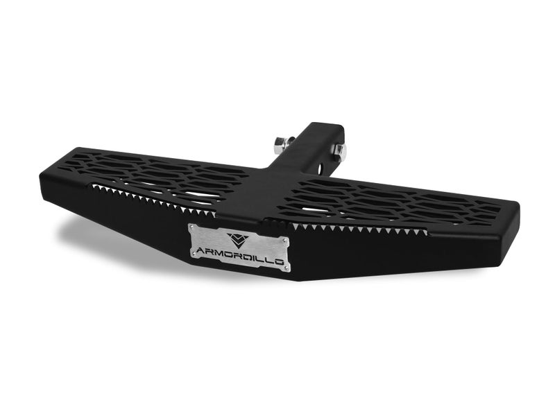 Armordillo AR Mesh Rear Hitch StepCompatible for Class 3 Trailer Hitch 2 ReceiverMatte BlackHitch Step BarBumper GuardSteelUniversal8724194