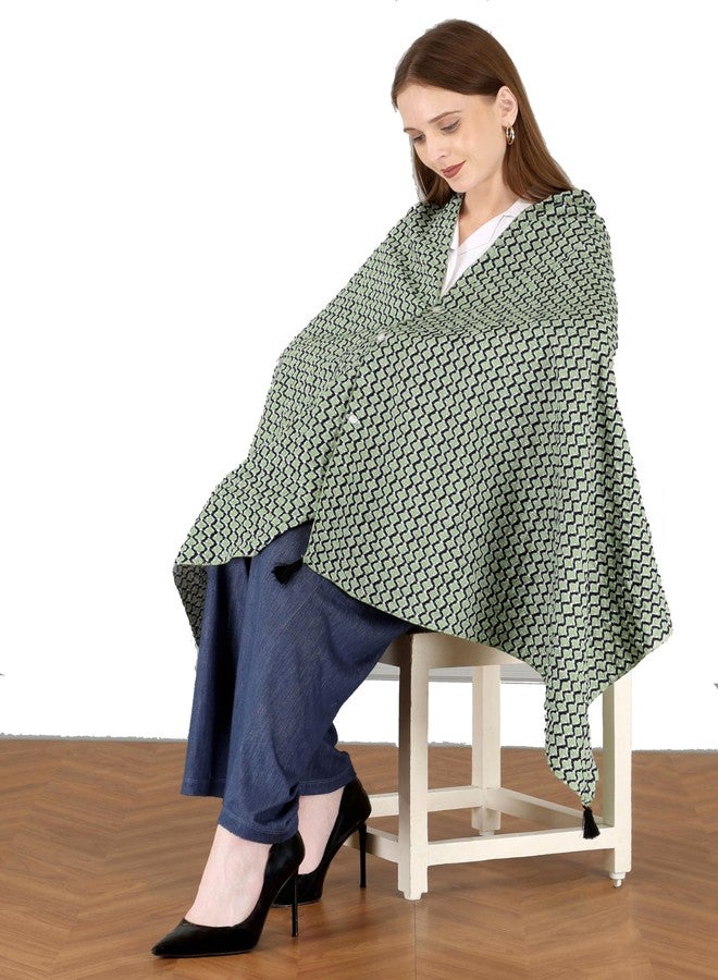 Switchon Nursing Cover for Breastfeeding Multi Use Poncho Style Scarf with Buttons, Feeding Apron Breathable for Pre & Post Pregnancy Free Size (72inch x 26inch) (Green) - Image 1