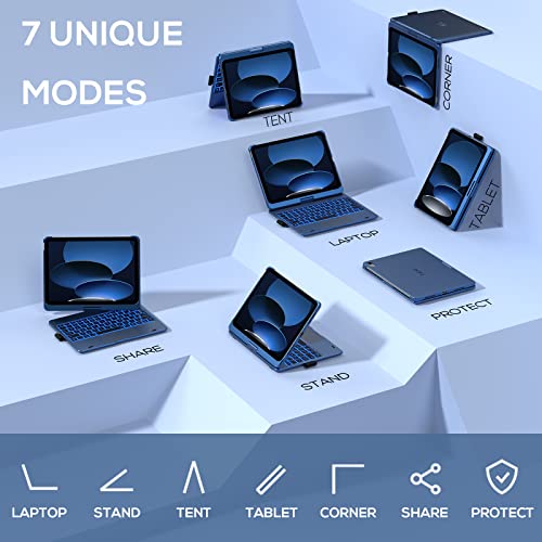 typecase Touch iPad 10th Generation Case with Keyboard (10.9", 2022) and iPad A16 (11th Gen, 2025) – 360° Rotatable, 11-Color Backlit, Multi-Touch Trackpad, Thin & Light (Midnight Blue) - Image 5