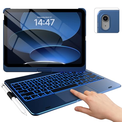 typecase Touch iPad 10th Generation Case with Keyboard (10.9", 2022) and iPad A16 (11th Gen, 2025) – 360° Rotatable, 11-Color Backlit, Multi-Touch Trackpad, Thin & Light (Midnight Blue) - Image 1