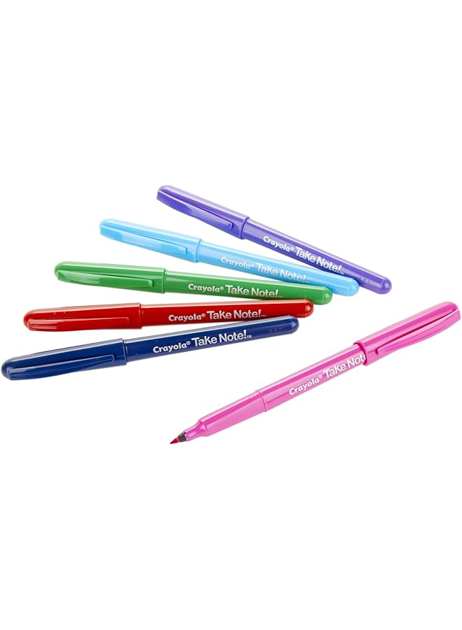 Crayola Take Note Washable Felt Tip Pens 6 Count - Image 5