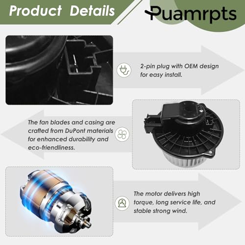 PUAMRPTS AC Heater Blower Motor Compatible with Cadillac Vehicles - CTS 2008-2015, STS 2007-2011, SRX 2007-2009 - Replace# 19130001, 700228 - Image 4