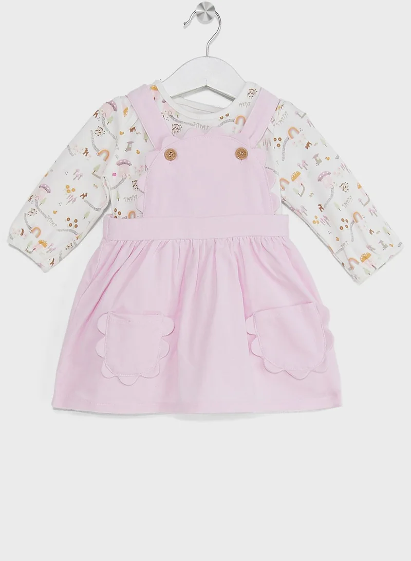 mothercare Cord Pinny Dress, Bodysuit and Tights Set