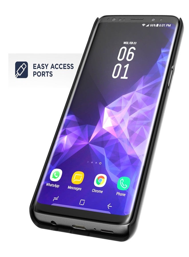Encased Galaxy S9 Plus Belt Case with Kickstand and Holster Clip, Ultra Thin Slimline Combo Shell Cover with Durable Metal Stand for Samsung S9+ (Smooth Black) - Image 2