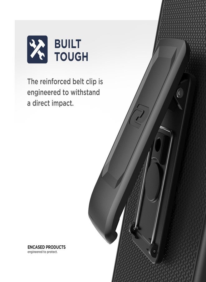 Encased Galaxy S9 Plus Belt Case with Kickstand and Holster Clip, Ultra Thin Slimline Combo Shell Cover with Durable Metal Stand for Samsung S9+ (Smooth Black) - Image 4